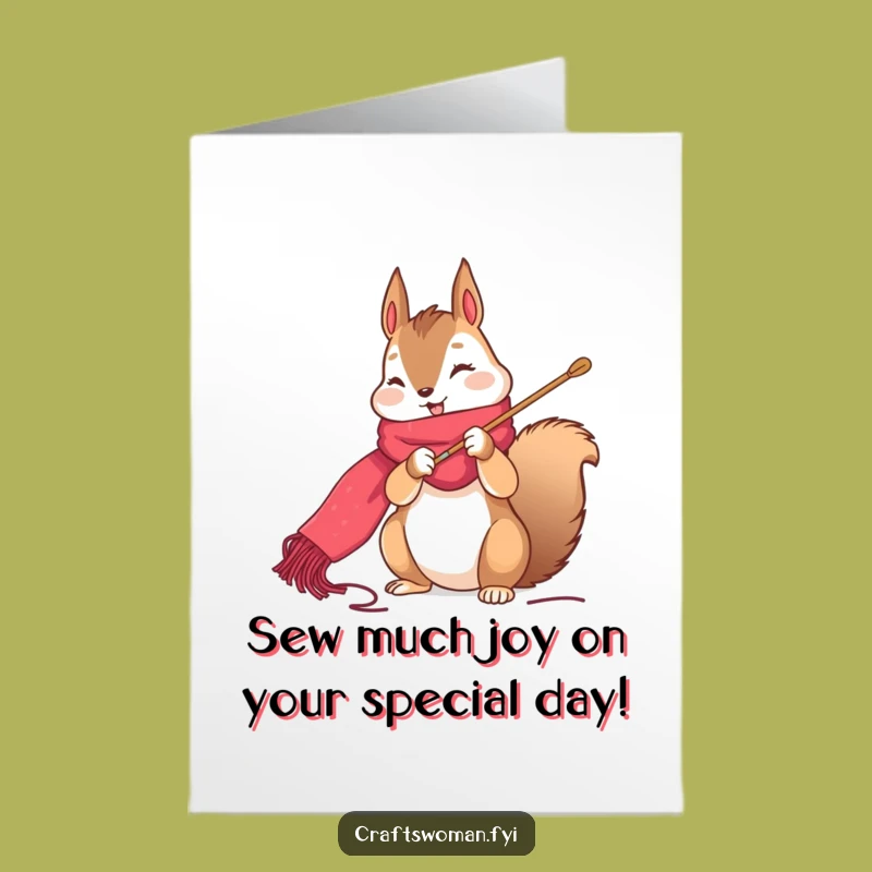 Free Printable Squirrel Sewing Birthday Card: Funny Downloadable Gift for Crafters!
