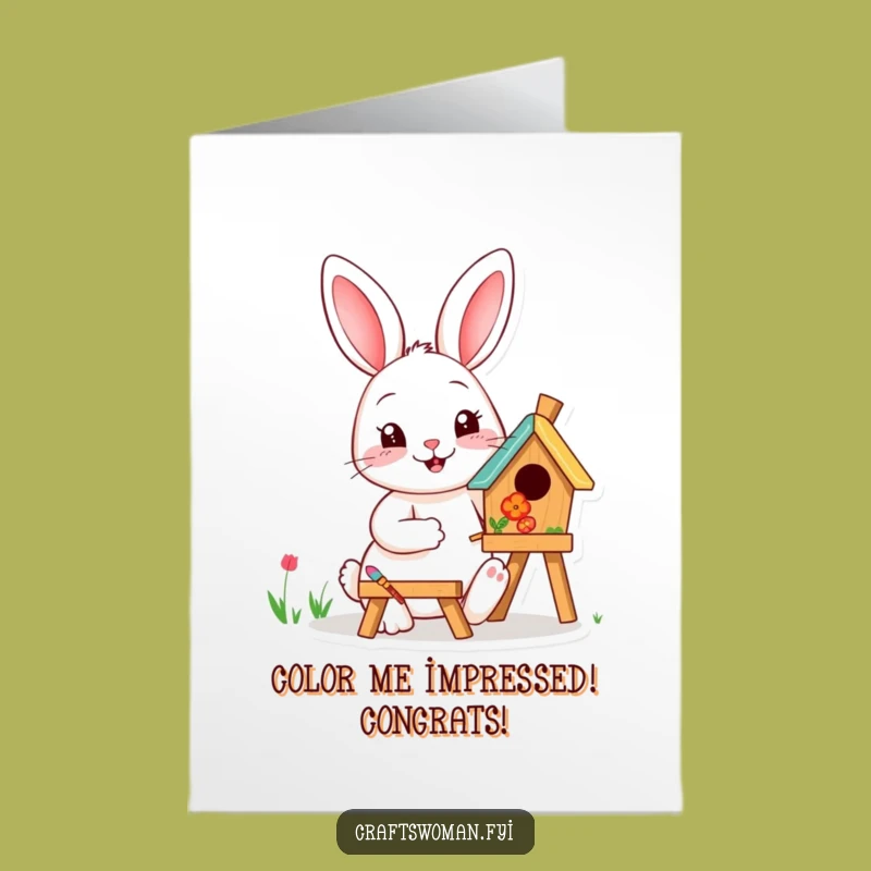 Free Printable Rabbit Painting Congrats Card: Vibrant DIY Downloadable Gift for Creatives