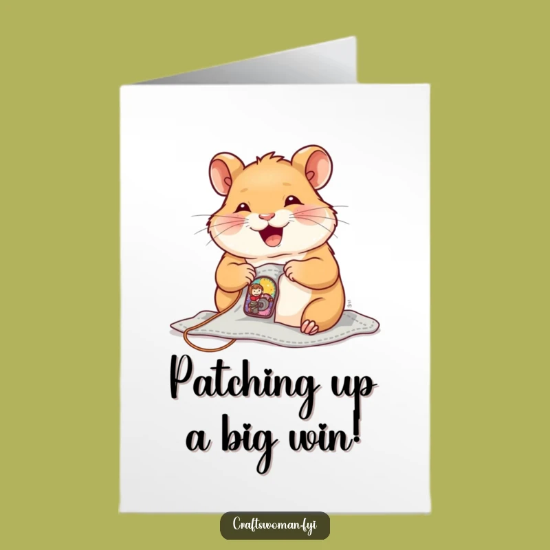 Free Printable Congrats Card: Hamster's Patch of Success, Small Victory Downloadable