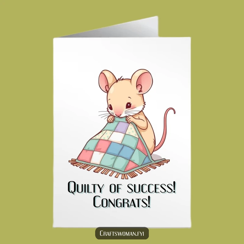 Free Printable Congrats Card: Mouse Quilting Achievement - Print at Home