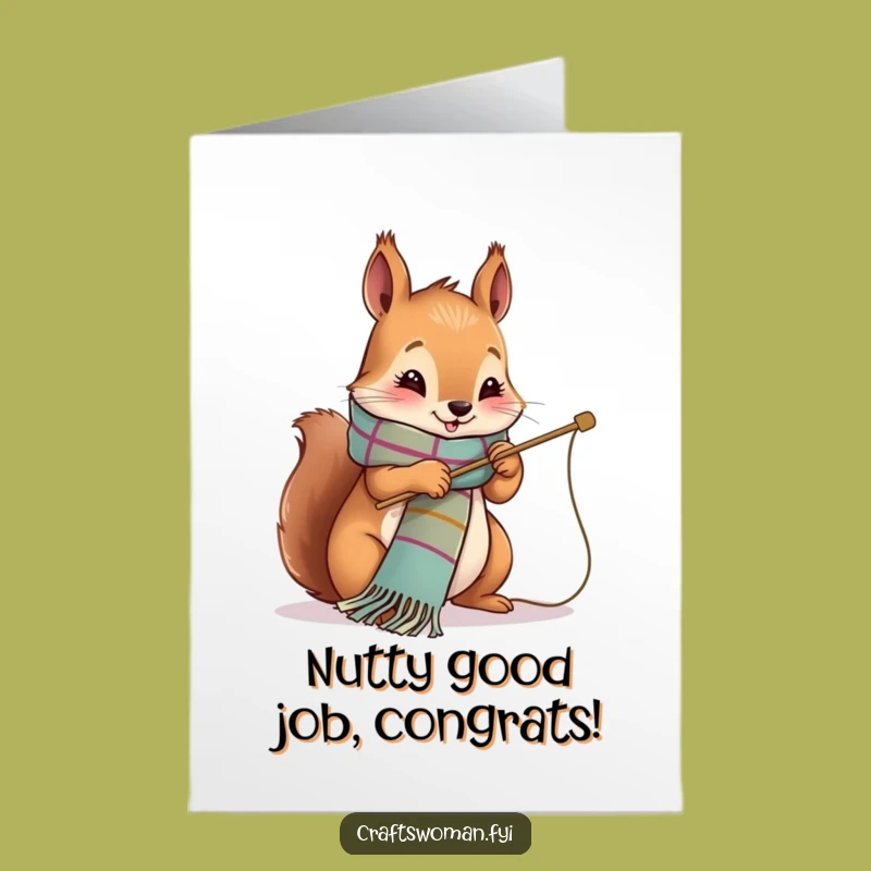 Free Printable Congrats Card: Squirrel's Scarf Success, Crafty Celebration Downloadable