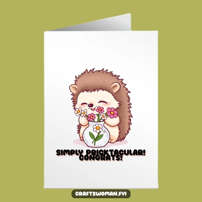 Free Printable Hedgehog Flowers Congrats Card: Charming DIY Downloadable Gift for Achievements