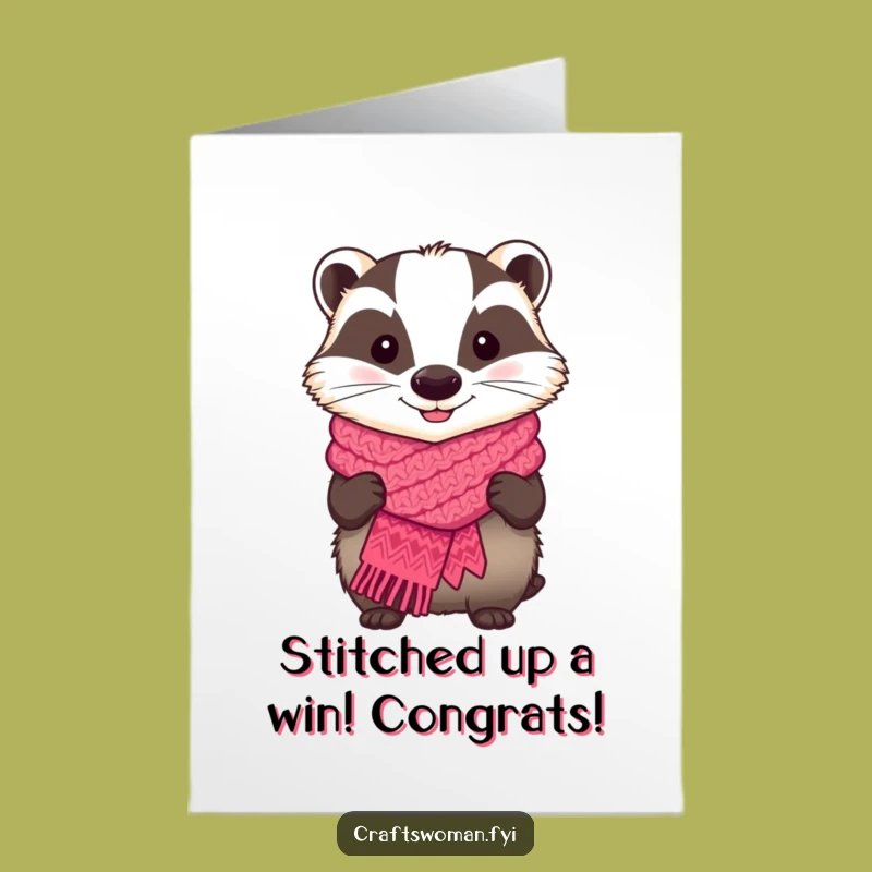 Free Printable Badger Scarf Card - Funny Congrats Downloadable Gift for Crafters