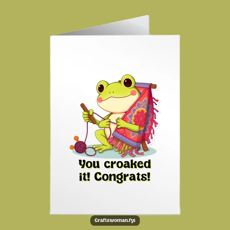 Free Printable Frog Congratulations Card: Funny Stitching Frog Downloadable for Achievements