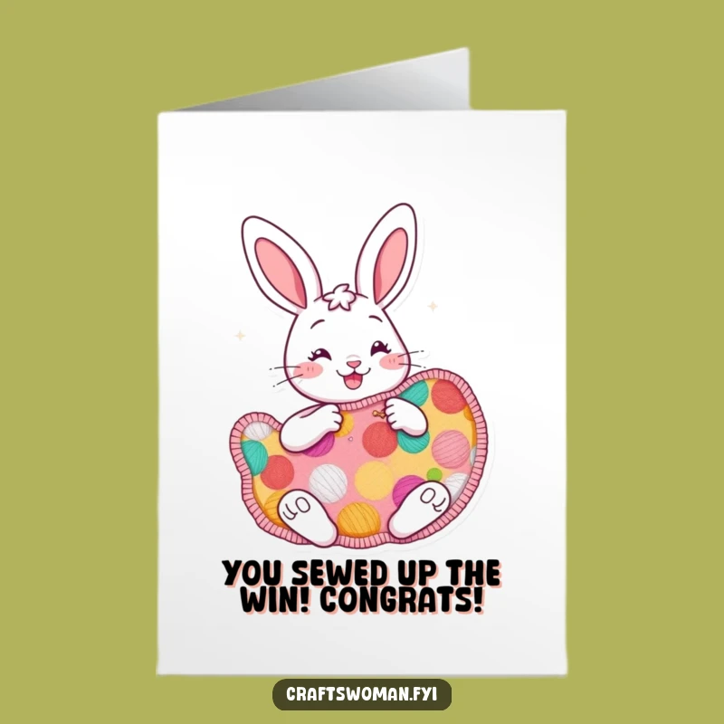 Free Printable Funny Bunny Congrats Card - Sewing Patch, Enthusiastic Download