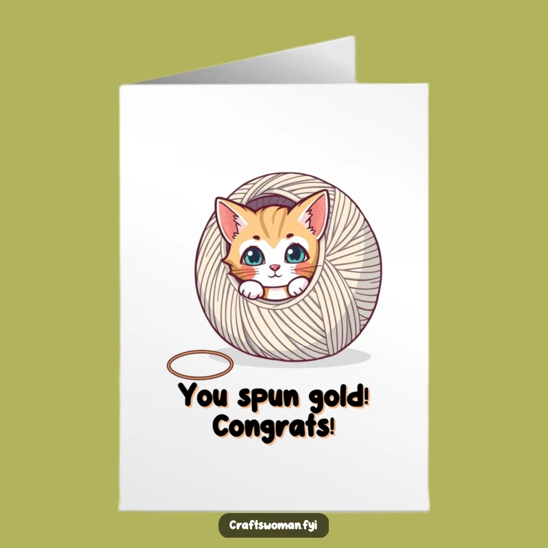 Free Printable Funny Cat Congratulations Card - Yarn Surprise Winner Downloadable