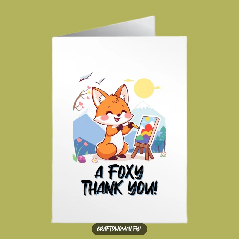 Free Printable Fox Thank You Card: Artistic Fox, DIY Downloadable Gift!