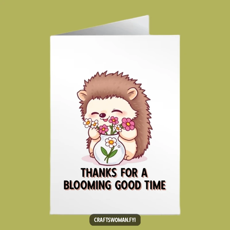 Free Printable Hedgehog Flowers Thank You Card: Cute DIY Downloadable Gift of Gratitude