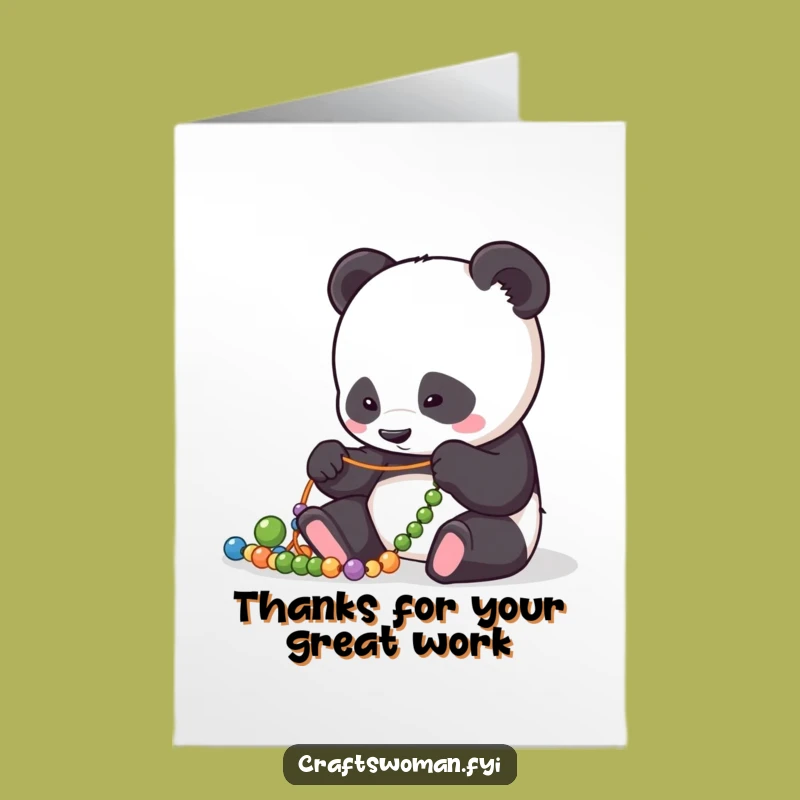 Free Printable Panda Thank You Card: Funny Bead Panda Downloadable Appreciation Gift