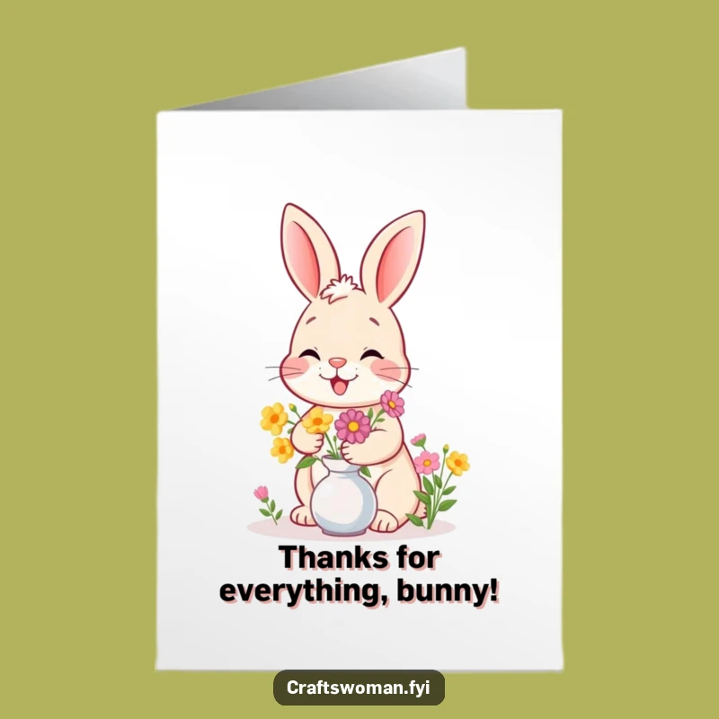 Free Printable Thank You Card: Bunny's Floral Thanks - Funny Downloadable Gift