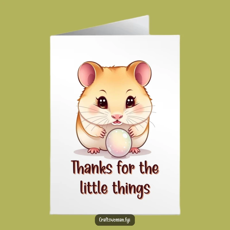 Free Printable Thank You Card: Curious Hamster & Bead - Cute & Funny Downloadable Greeting!