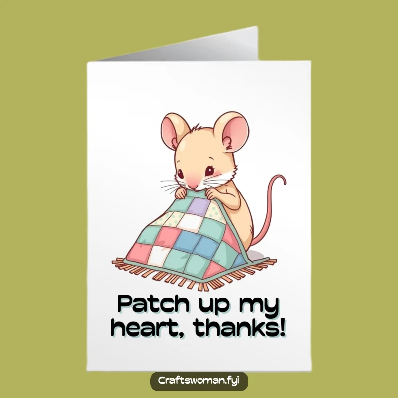Free Printable Thank You Card: Mouse Sewing Thanks - Downloadable Gratitude