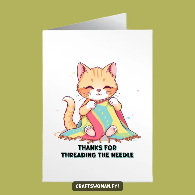 Free Printable Thank You Cat Card - Sewing Appreciation, Downloadable DIY Gift