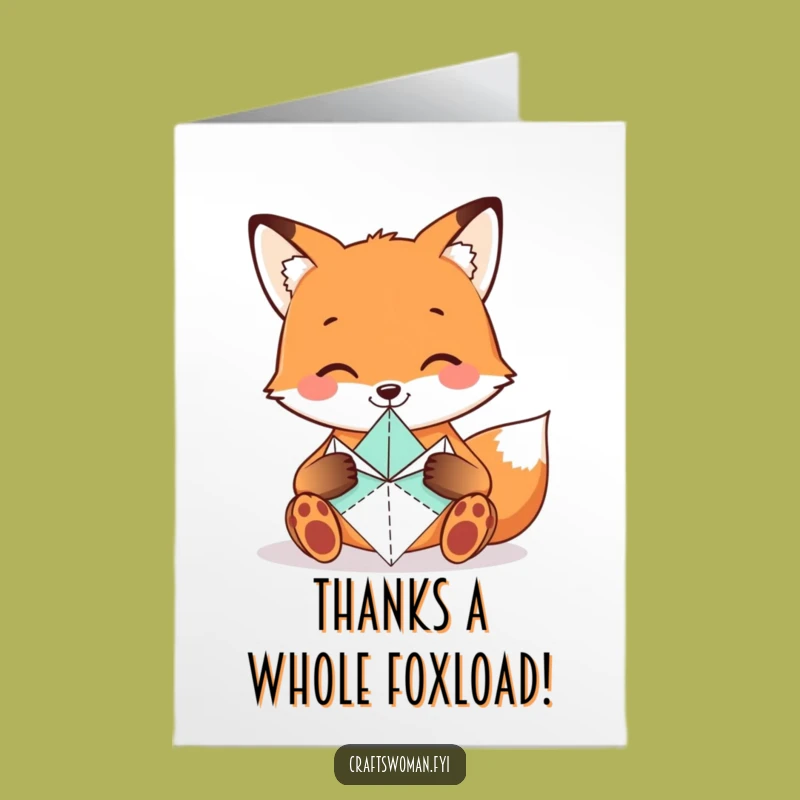Free Printable Thank You Card: Fox Origami Art - Downloadable Gratitude