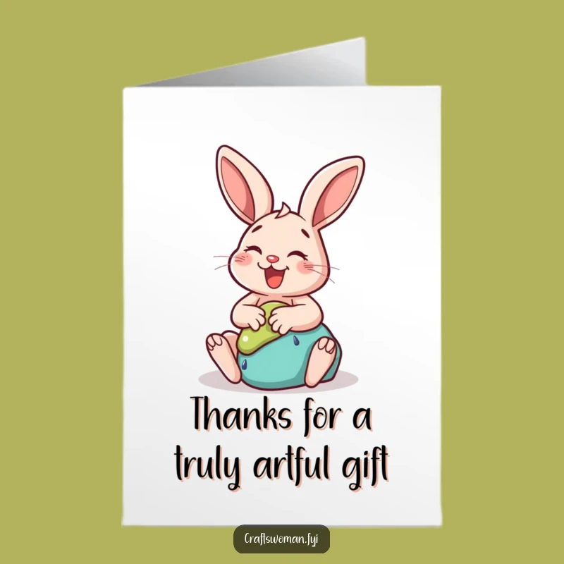 Free Printable Thank You Card: Rabbit's Artistic Gratitude, Funny Download