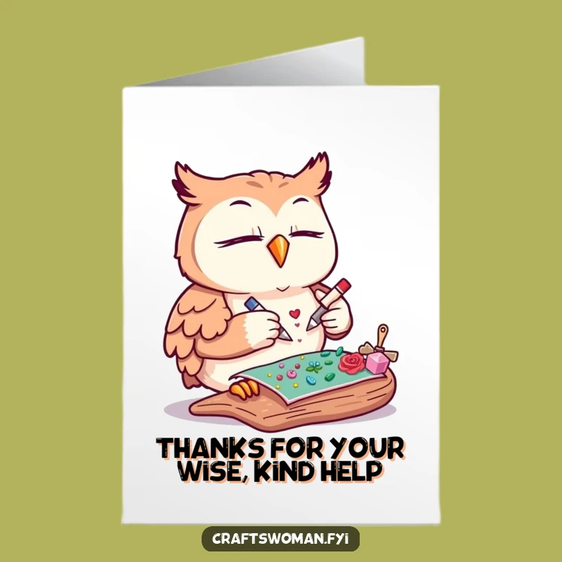 Free Printable Thank You Card: Owl's Crafty Thanks, Downloadable Gratitude