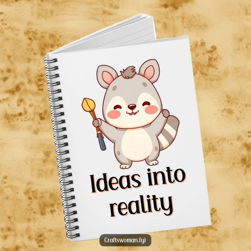 Funny notebook with a cheerful animal character, inspired by a colorful craft, perfect for jotting down creative ideas.