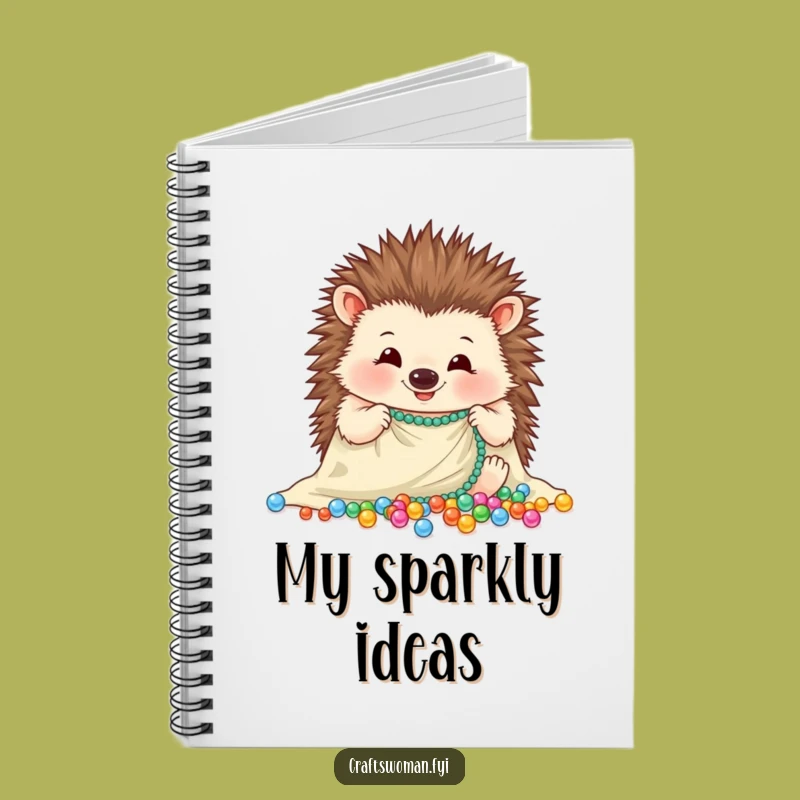 Funny Hedgehog Bead Notebook - Journal for Creative Ideas and Craft Lovers
