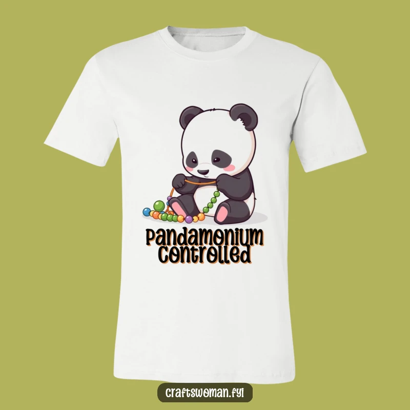 Funny Panda Bead Arranger T-Shirt: Focused Crafting Style - Comfy & Humorous