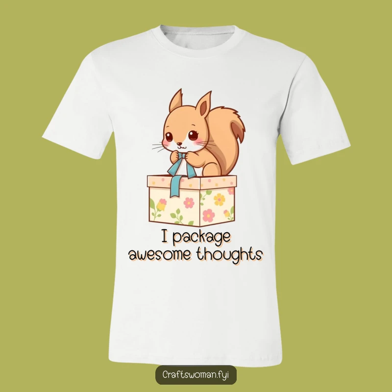 Funny Squirrel T-Shirt: Cute Squirrel Decorating a Present, Hilarious Gift for Crafters
