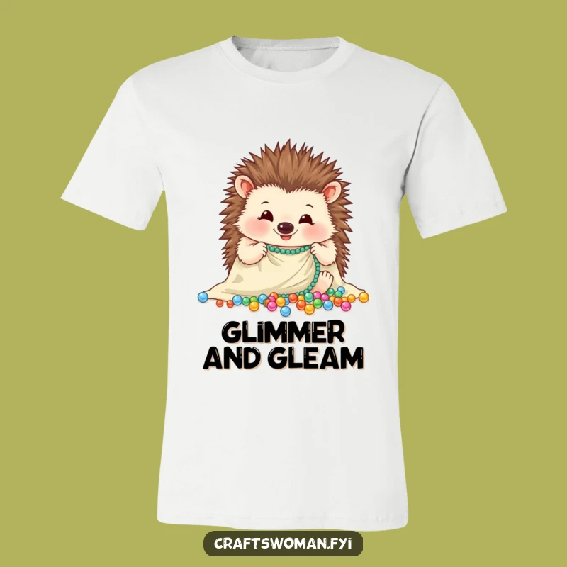 Funny Hedgehog Bead Artist T-Shirt - Hilarious Crafting Tee for Hedgehog Lovers