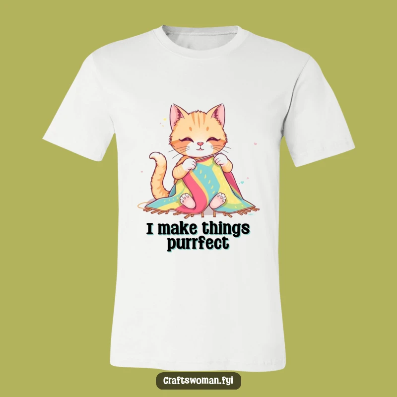 Funny Cat Sewing T-Shirt: Wear Your Crafting Hobby with Feline Flair and Humor