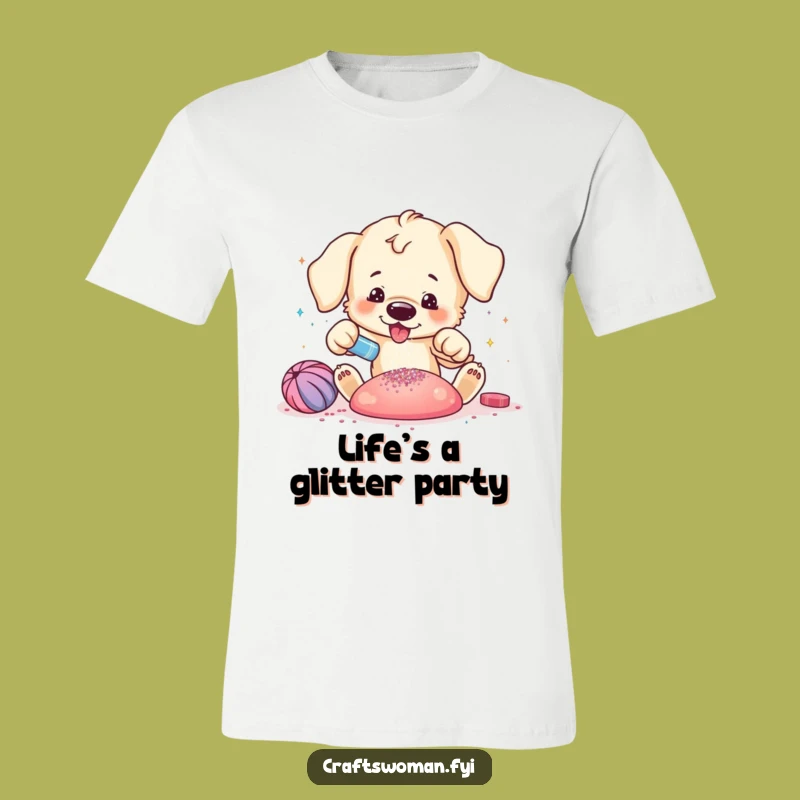 Funny Puppy Glitter T-Shirt - Sparkly & Hilarious Craft Apparel