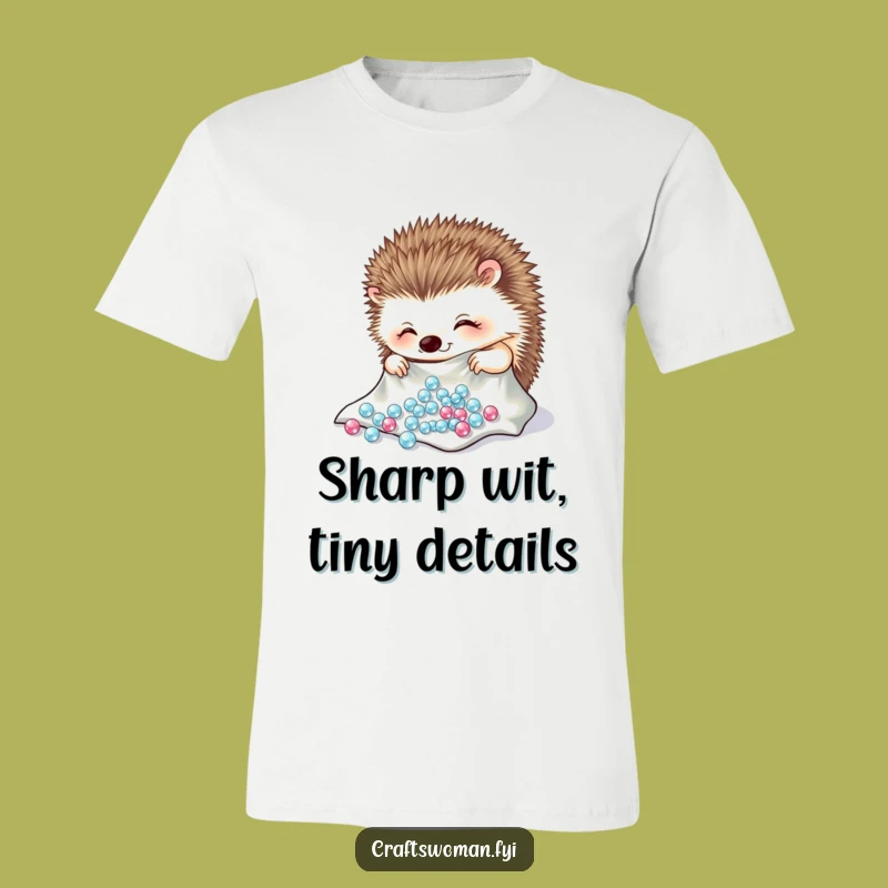 Funny Hedgehog Beading T-Shirt: Crafty Beadwork Character Tee