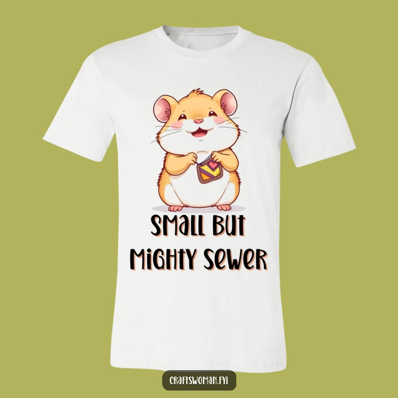 Funny Hamster Sewing T-Shirt: Cute Patchwork Character Tee for Crafters