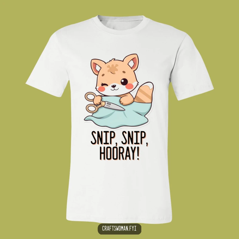 Funny Cutting Animal T-Shirt: Playful Crafter Snipping Fabric, Great Sewing Gift