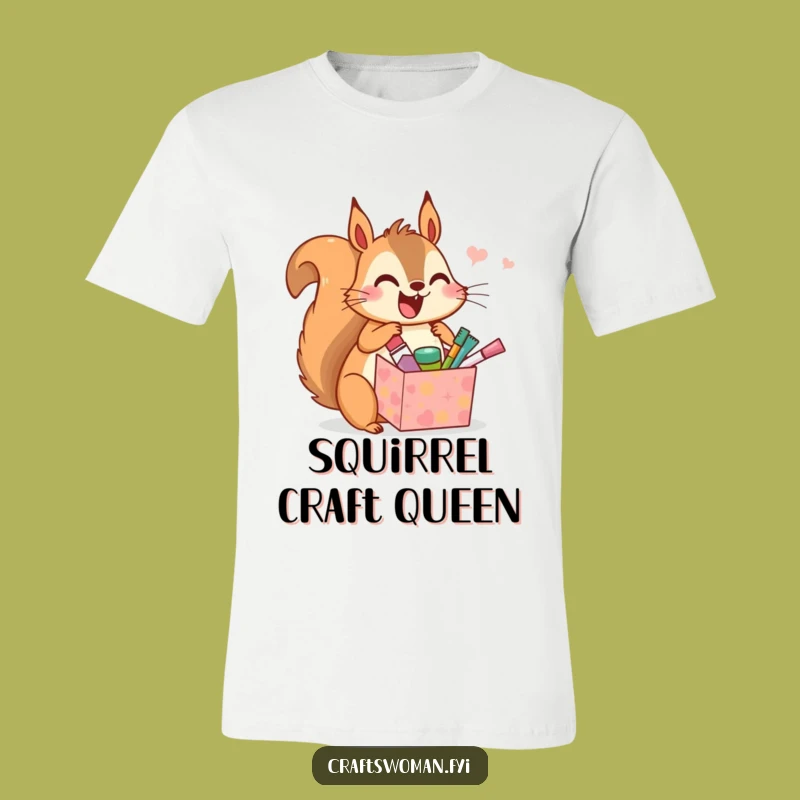 Funny Squirrel Crafting T-Shirt: Joyful Animal Unwrapping Tiny Supplies, Hilarious Gift Top!