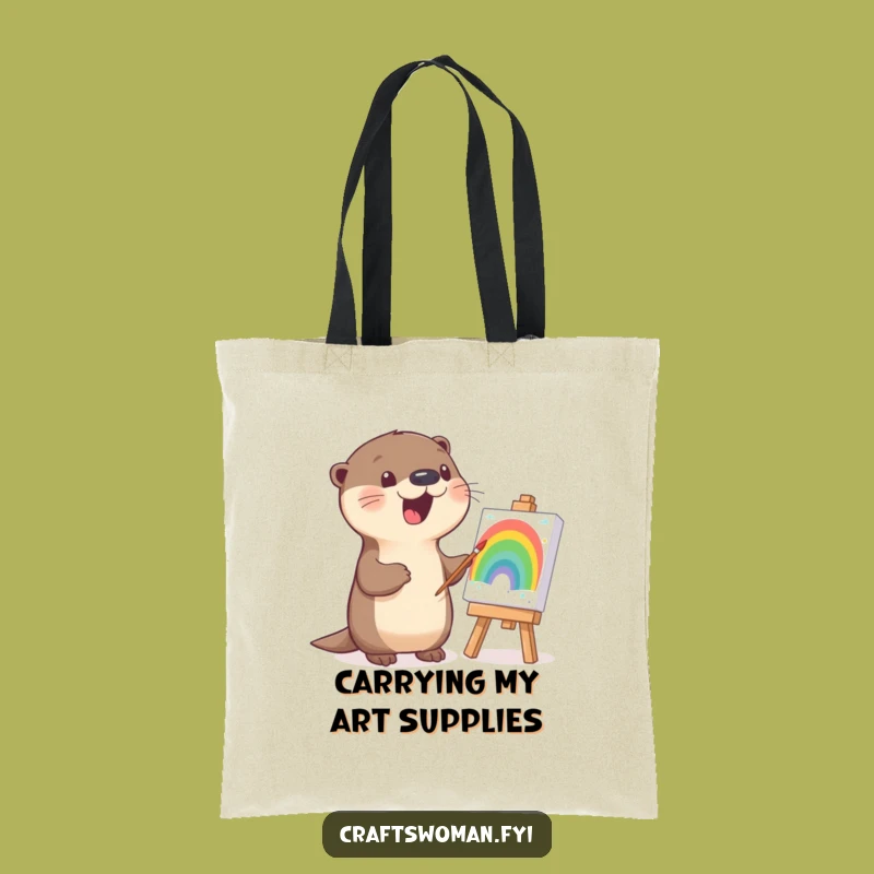 Funny Otter Rainbow Tote Bag: Artistic and Hilarious Carry-all for Art Lovers