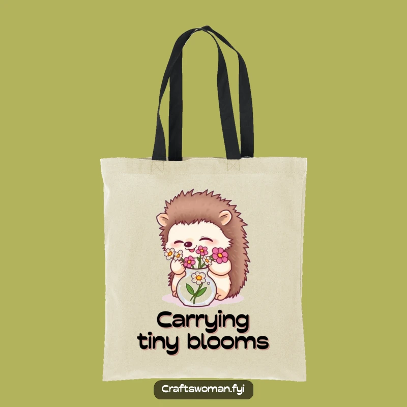 Funny Hedgehog Flower Tote Bag: Carry Your Essentials with Natural Grace