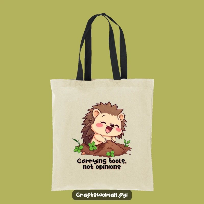 Funny Hedgehog Tool Tote Bag: Carry Supplies with DIY Enthusiasm