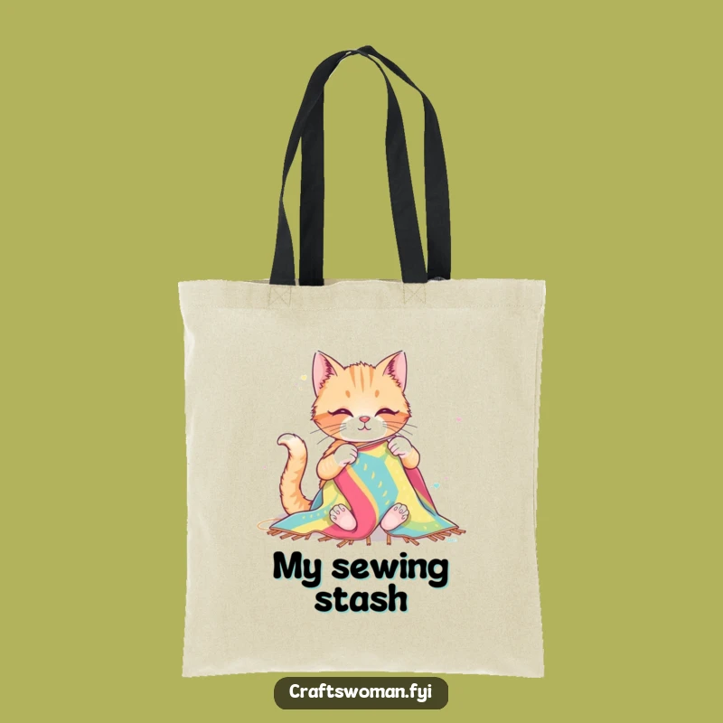 Funny Cat Sewing Tote Bag: Carry Your Supplies with Feline Crafty Humor
