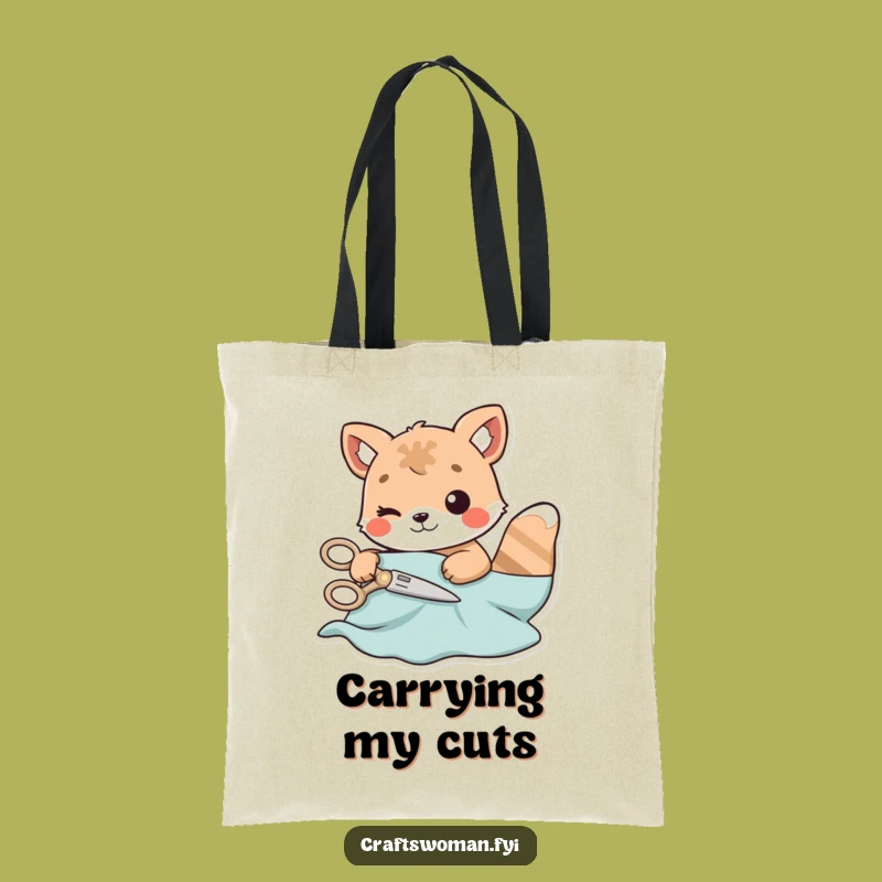 Funny Cutting Animal Tote Bag: Playful Crafter's Supply Carrier, Ideal Sewing Gift