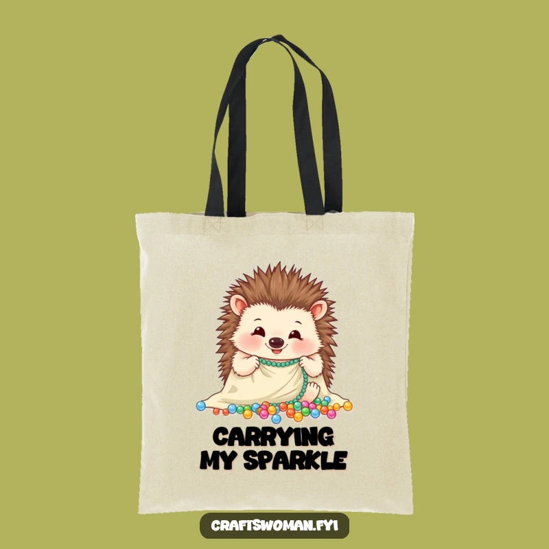 Funny Hedgehog Bead Tote Bag - Carry Your Crafts with Cheerful Hedgehog Style