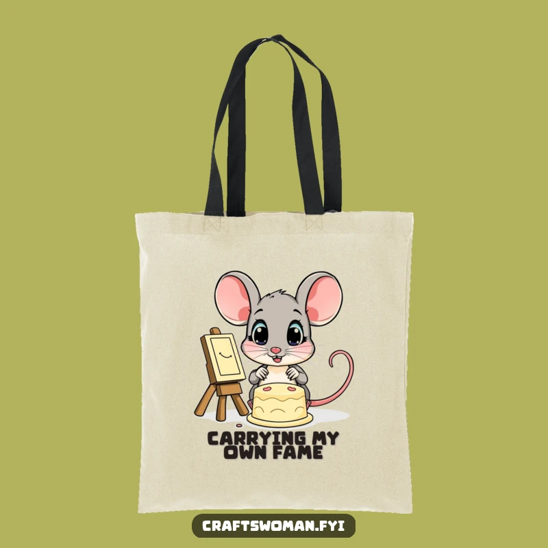 Funny Mouse Tote Bag: Chic Mouse Admiring Art, Ideal Funny Gift for Patrons