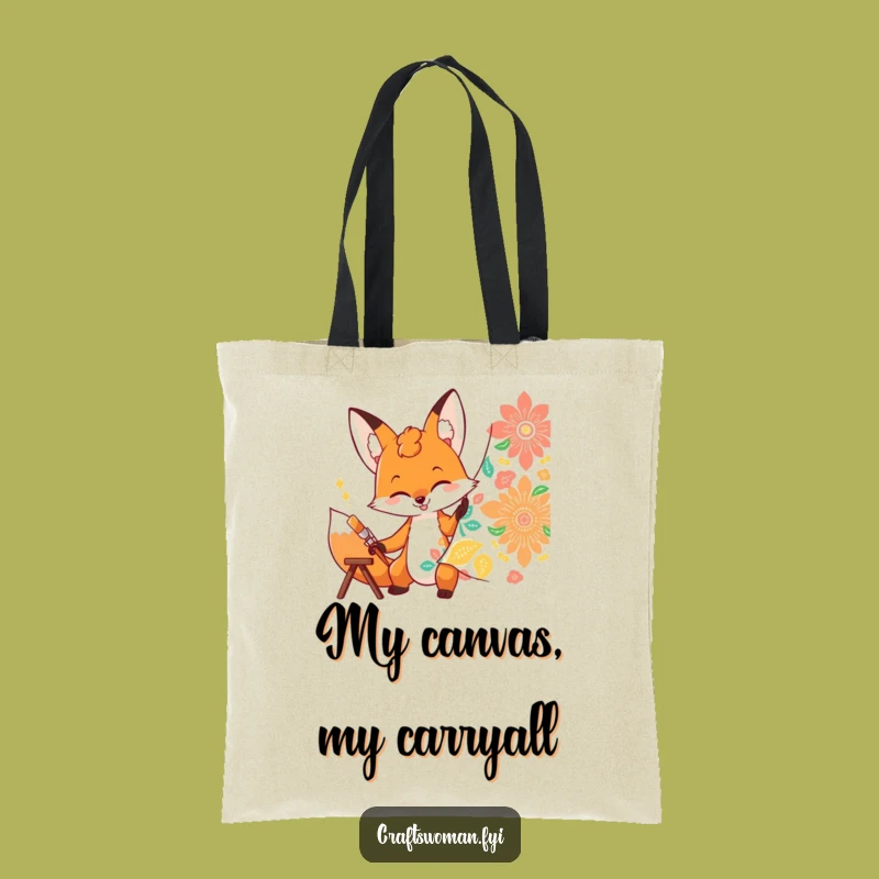 Funny Fox Painting Tote Bag: Artistic Accessory for Creatives